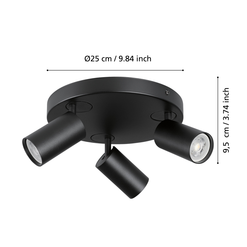 Eglo - Foco LED RGBW regulable 3xGU10/4,9W/230V negro