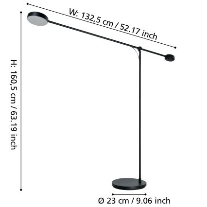 Eglo - LED Regulable táctil Lámpara de pie LED/24W/230V