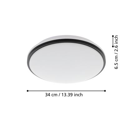 Eglo - Lámpara de techo LED para baño LED/15,6W/230V IP44 negra