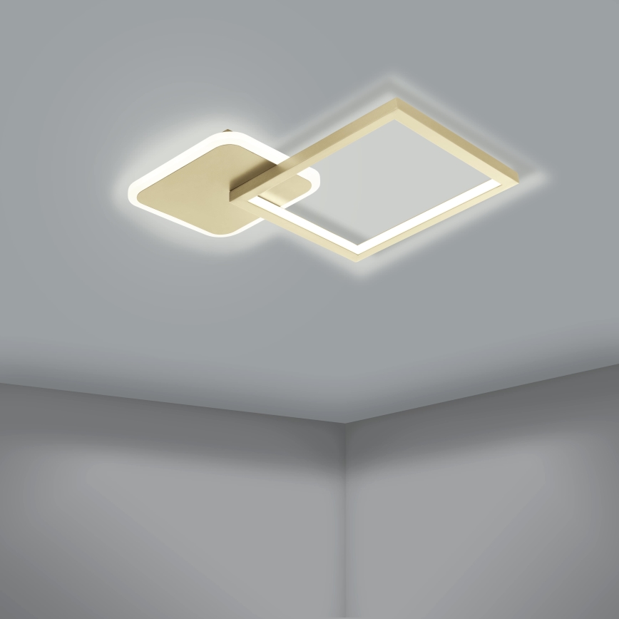 Eglo - Plafón LED regulable LED/15W/230V dorado + mando a distancia