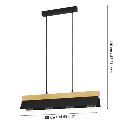 Eglo - Lámpara colgante con cable 4xE27/40W/230V