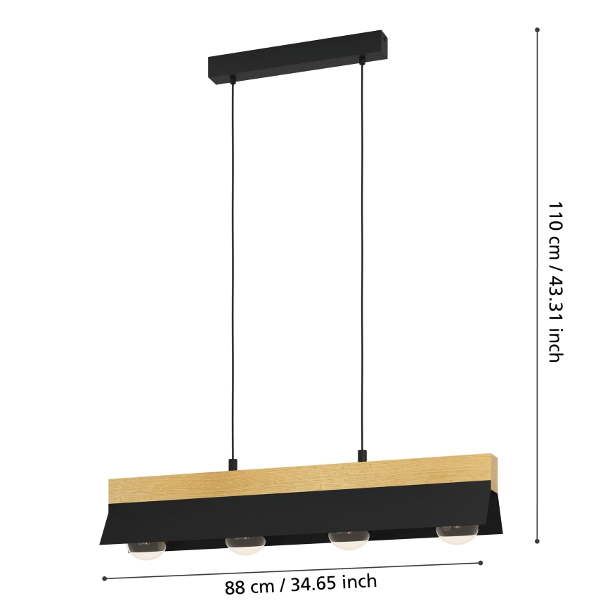 Eglo - Lámpara colgante con cable 4xE27/40W/230V