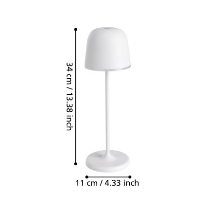 Eglo - Lámpara exterior recargable LED regulable LED/2,2W/5V 1800 mAh gris IP54