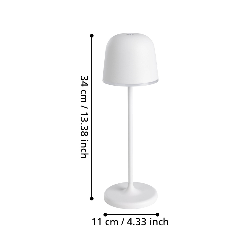 Eglo - Lámpara exterior recargable LED regulable LED/2,2W/5V 1800 mAh gris IP54