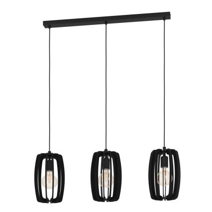 Eglo - Lámpara colgante con cable 3xE27/40W/230V negra