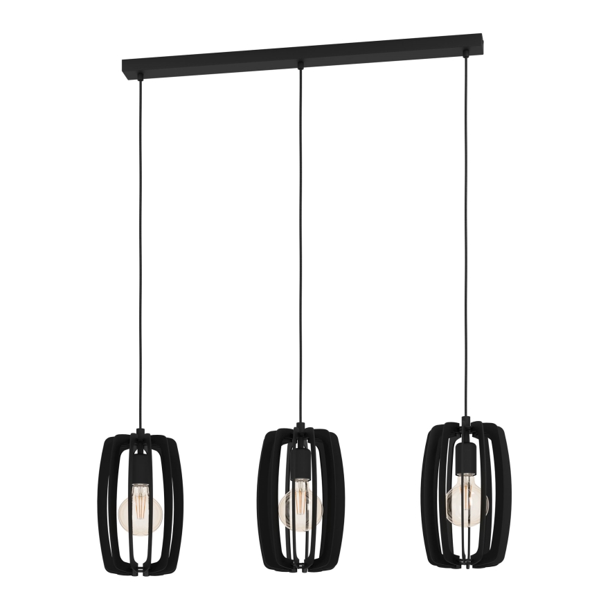 Eglo - Lámpara colgante con cable 3xE27/40W/230V negra