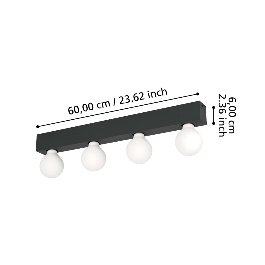 Eglo - Aplique 4xE27/40W/230V negro