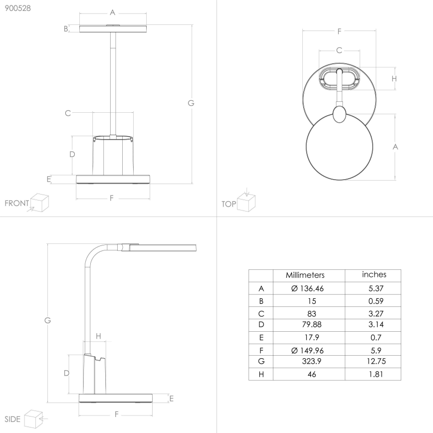 Eglo - Lámpara de mesa LED regulable LED/2,1W/5V 1500 mAh negro