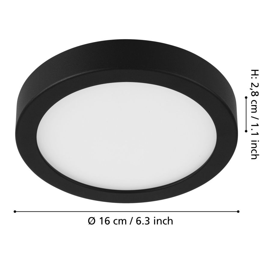 Eglo - Luminaria de techo LED regulable LED/11W/230V negra, diámetro 16 cm