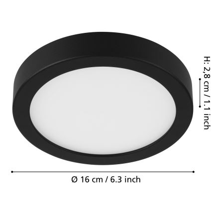 Eglo - Plafón LED regulable LED/11W/230V negro