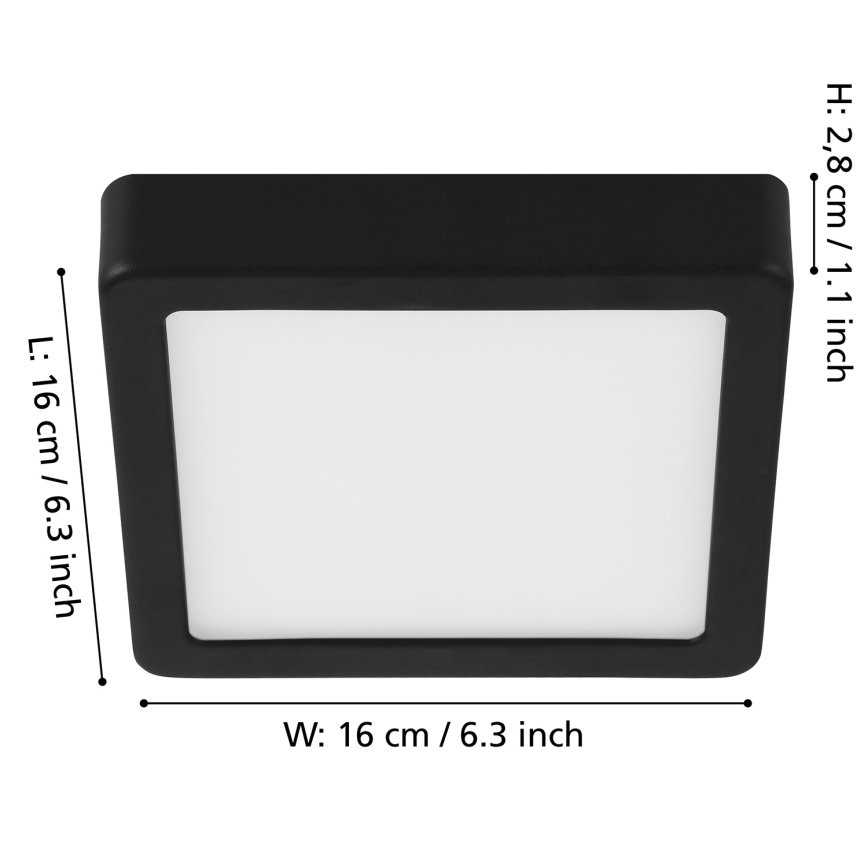 Eglo - Lámpara de techo LED regulable LED/11W/230V negra