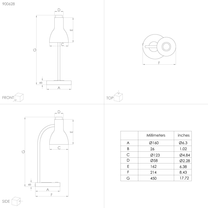 Eglo - Lámpara LED regulable con cargador inalámbrico LED/5,5W/230V