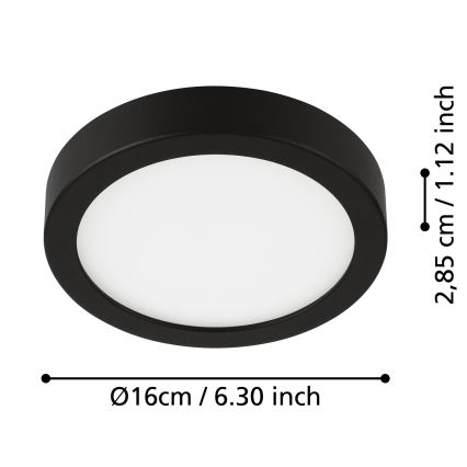 Eglo - Plafón LED de baño LED/11W/230V IP44 negro