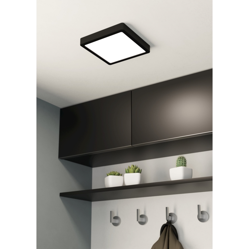 Eglo - Plafón LED para baño LED/17W/230V IP44 negro 21x21 cm