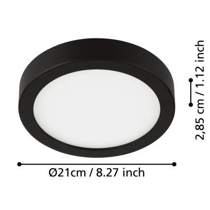 Eglo - Plafón LED para baño LED/17W/230V IP44 negro 21x21 cm