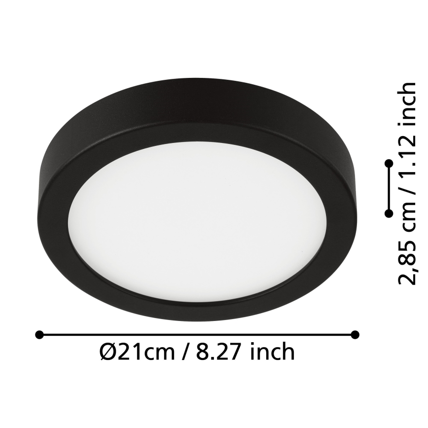 Eglo - Plafón LED para baño LED/17W/230V IP44 negro 21x21 cm