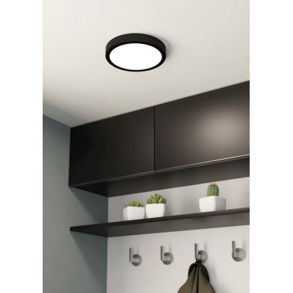 Eglo - Lámpara de techo para baño LED 17W/230V, negra, IP44, Ø 21 cm