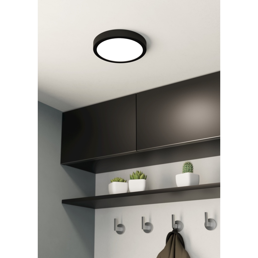 Eglo - Lámpara de techo para baño LED 17W/230V, negra, IP44, Ø 21 cm