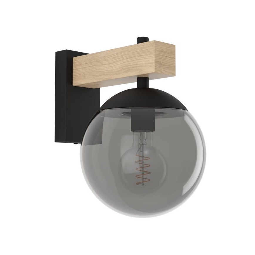Eglo - Aplique de exterior 1xE27/40W/230V negro/madera IP44