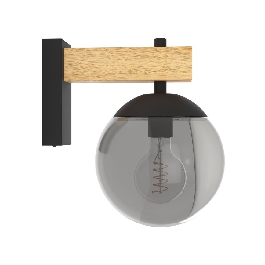 Eglo - Aplique de exterior 1xE27/40W/230V negro/madera IP44
