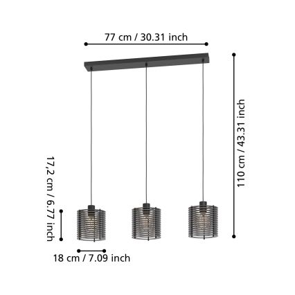 Eglo - Lámpara colgante 3xE27/40W/230V