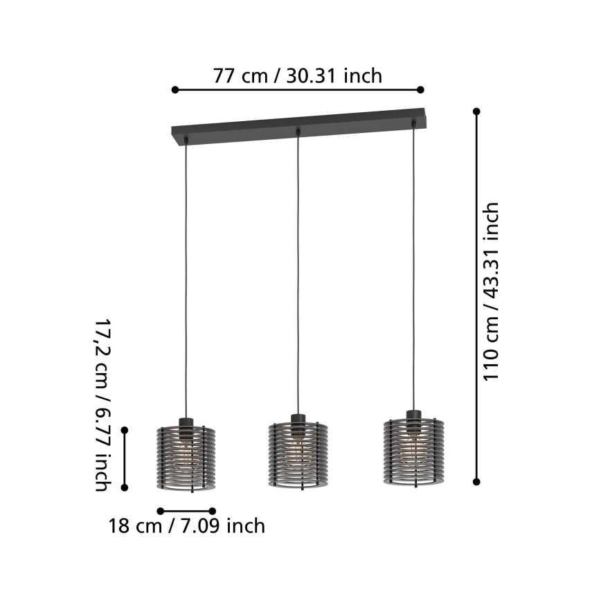 Eglo - Lámpara colgante 3xE27/40W/230V
