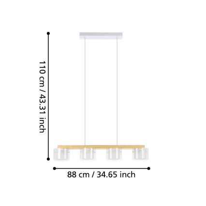 Eglo - LED RGBW Lámpara colgante regulable 4xLED/3,7W/230V 2700-6500K