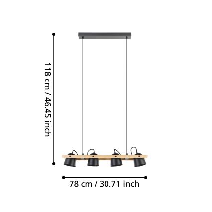 Eglo - LED RGBW Lámpara colgante regulable 4xLED/3,7W/230V 2700-6500K