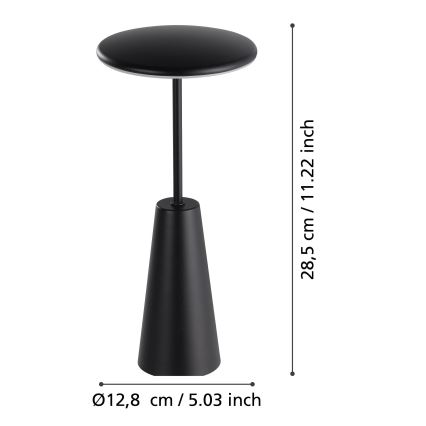Eglo - Lámpara de exterior LED táctil regulable LED/2,8W/5V 2400K/3000K/4000K 5200 mAh IP54 negro