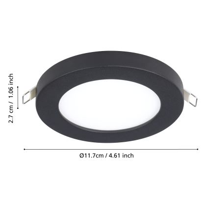Eglo - Luminaria empotrada LED/5,5W/230V 4000K negra Ø 11,7 cm