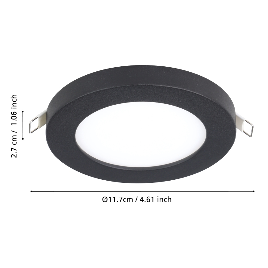 Eglo - Luminaria empotrada LED/5,5W/230V 4000K negra Ø 11,7 cm