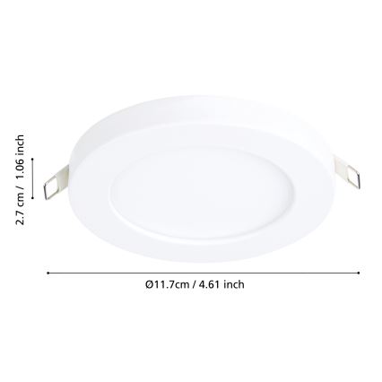 Eglo - Luminaria empotrada LED 5,5W/230V, 4000K, blanco, Ø 11,7 cm