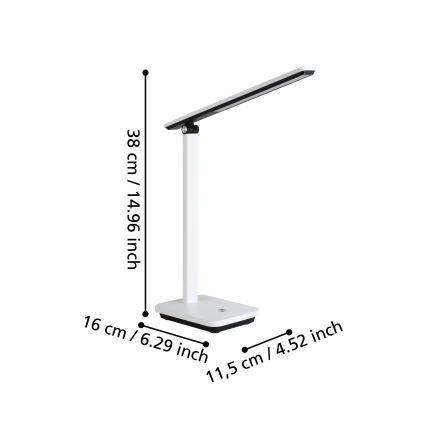 Eglo 900956 - Lámpara de mesa LED recargable y regulable INIESTA 3,6W/5V 1800mAh blanco
