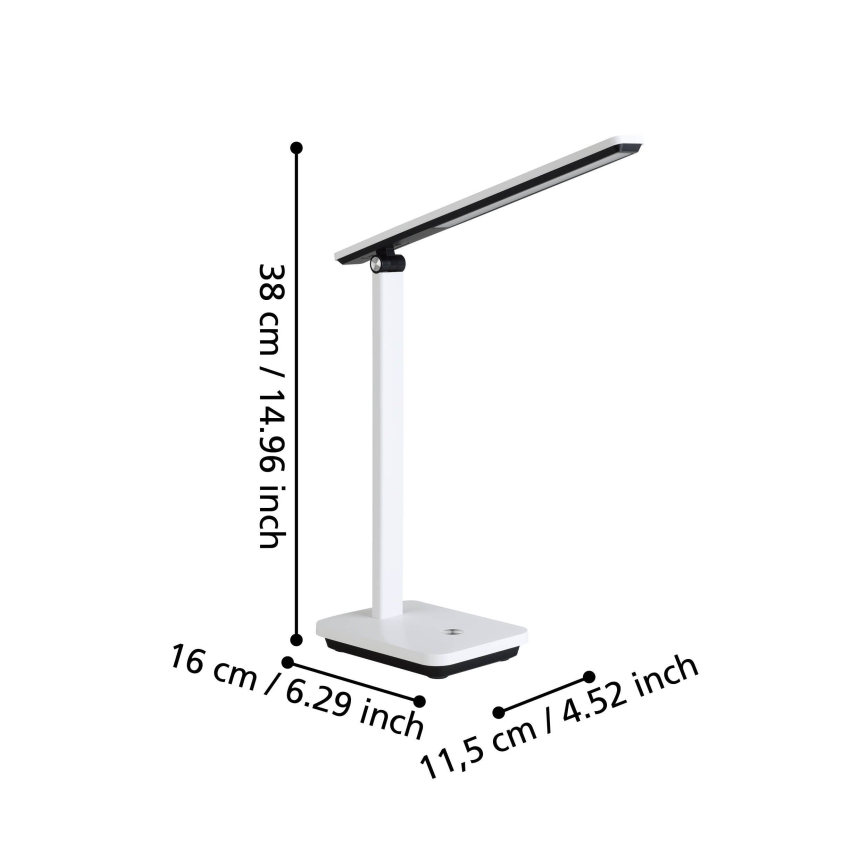 Eglo 900956 - Lámpara de mesa LED recargable y regulable INIESTA 3,6W/5V 1800mAh blanco