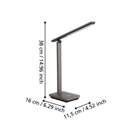 Eglo - Lámpara de mesa LED recargable y regulable LED/3,6W/5V 1800mAh marrón