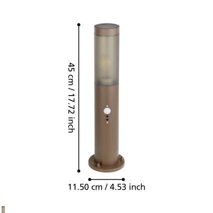 Eglo - Lámpara exterior con sensor 1xE27/15W/230V 45 cm IP44