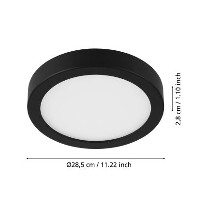 Eglo - Lámpara de techo LED con sensor de movimiento LED/20,5W/230V 3000K negra, diámetro 28,5 cm