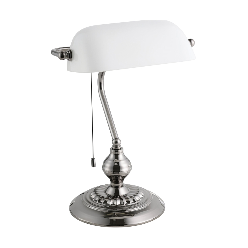 Eglo - Lámpara de mesa 1xE27/60W/230V blanco/cromo brillante