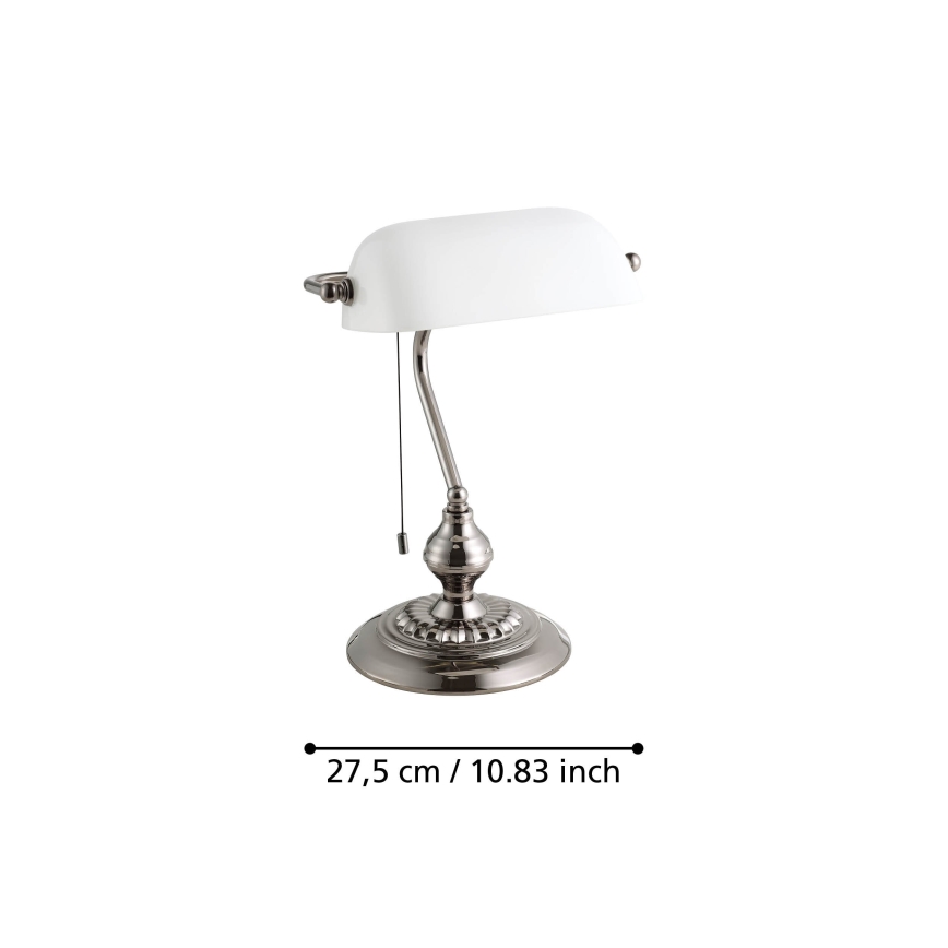 Eglo - Lámpara de mesa 1xE27/60W/230V blanco/cromo brillante