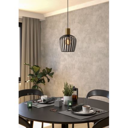 Eglo - Lámpara colgante 1xE27/40W/230V negro/dorado