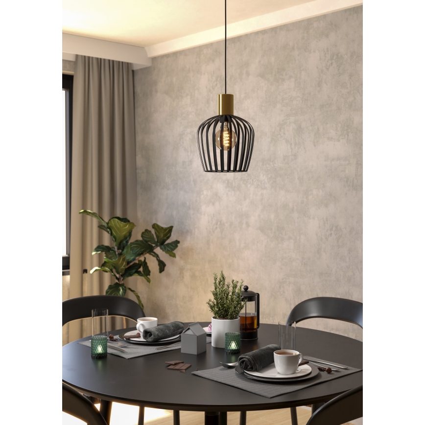 Eglo - Lámpara colgante 1xE27/40W/230V negro/dorado