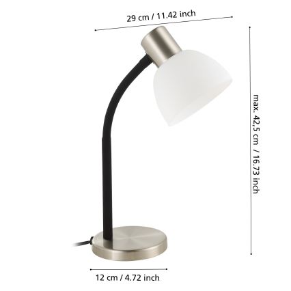 Eglo - Lámpara de mesa 1xE14/25W/230V negro/cromo mate