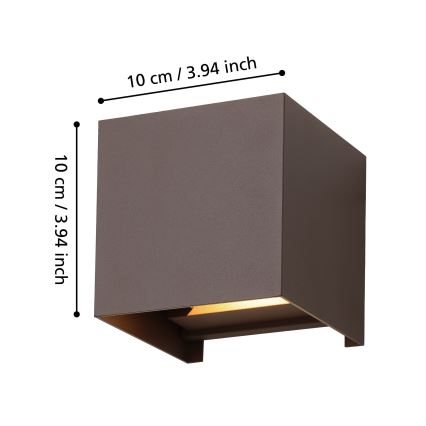 Eglo - Aplique LED para exterior 2xLED/2,8W/230V IP54 marrón