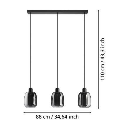 Eglo - LED RGBW Lámpara colgante regulable 3xLED/3,7W/230V 2700-6500K gris
