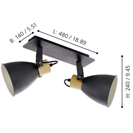 Eglo - Lámpara de focos 2xE27/40W/230V