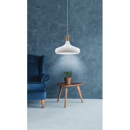 Eglo - Lámpara colgante 1xE27/40W/230V diá. 40 cm blanco