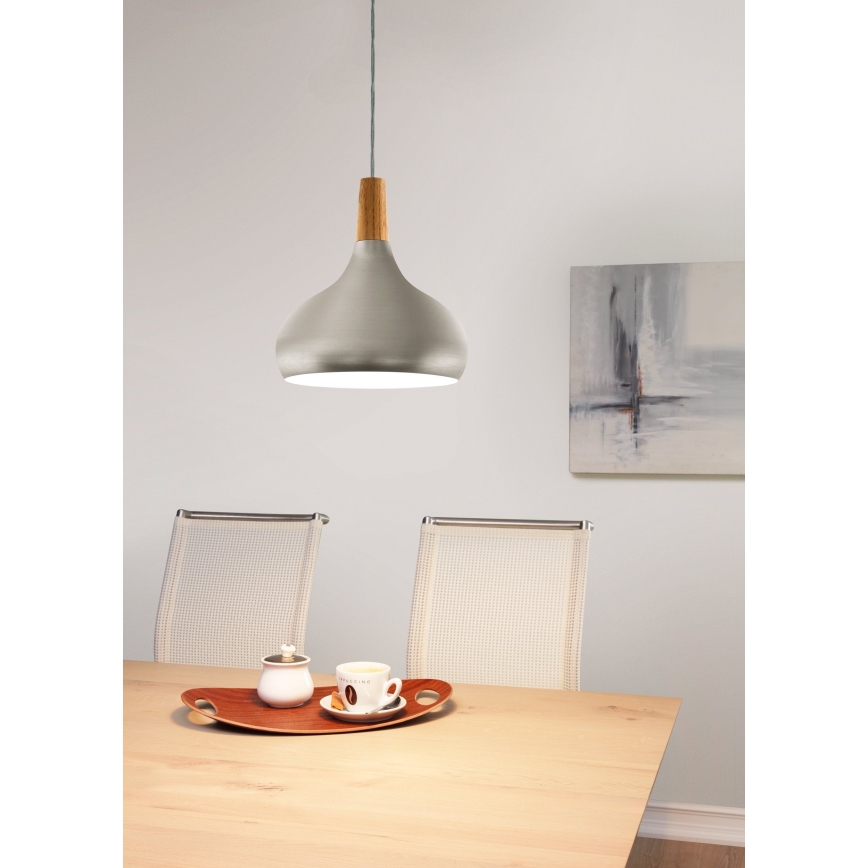 Eglo - Lámpara colgante 1xE27/60W/230V diá. 28 cm plata