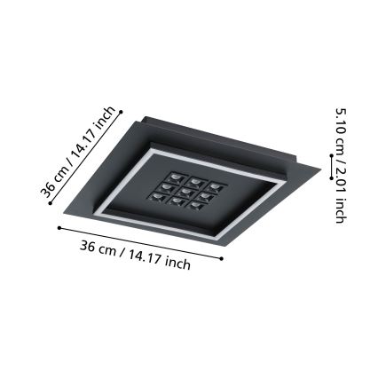 Eglo - Plafón LED regulable LED/21,4W/230V 2700-6500K negro + control remoto