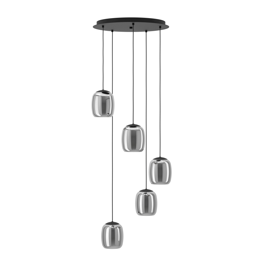 Eglo - Lámpara colgante 5xE27/28W/230V gris