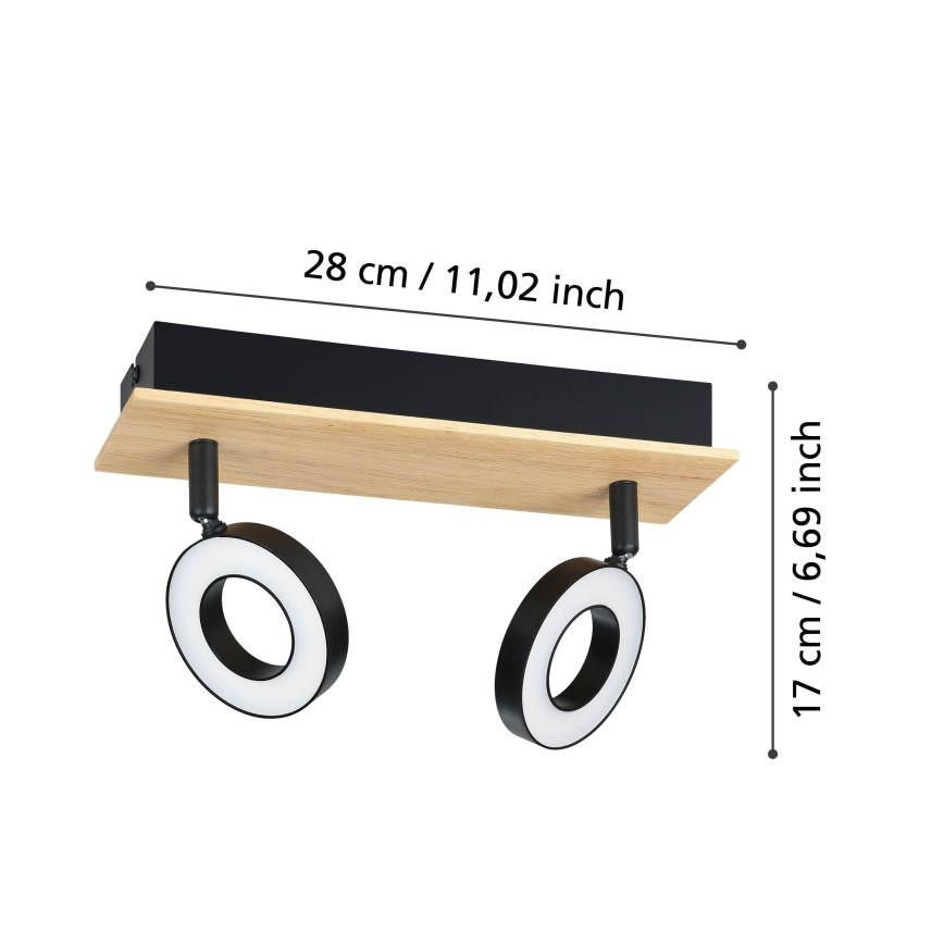 Eglo - Foco LED 2xLED/4,2W/230V negro/marrón